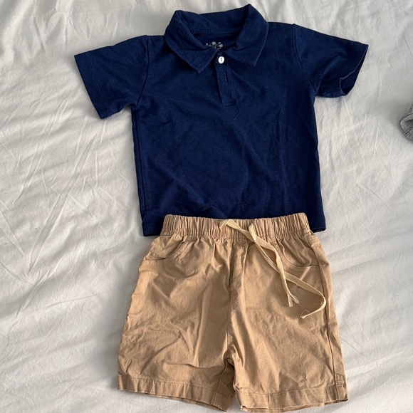 Kids Dinosaur Print Tee and Navy Polo Set - Picture 3 of 8